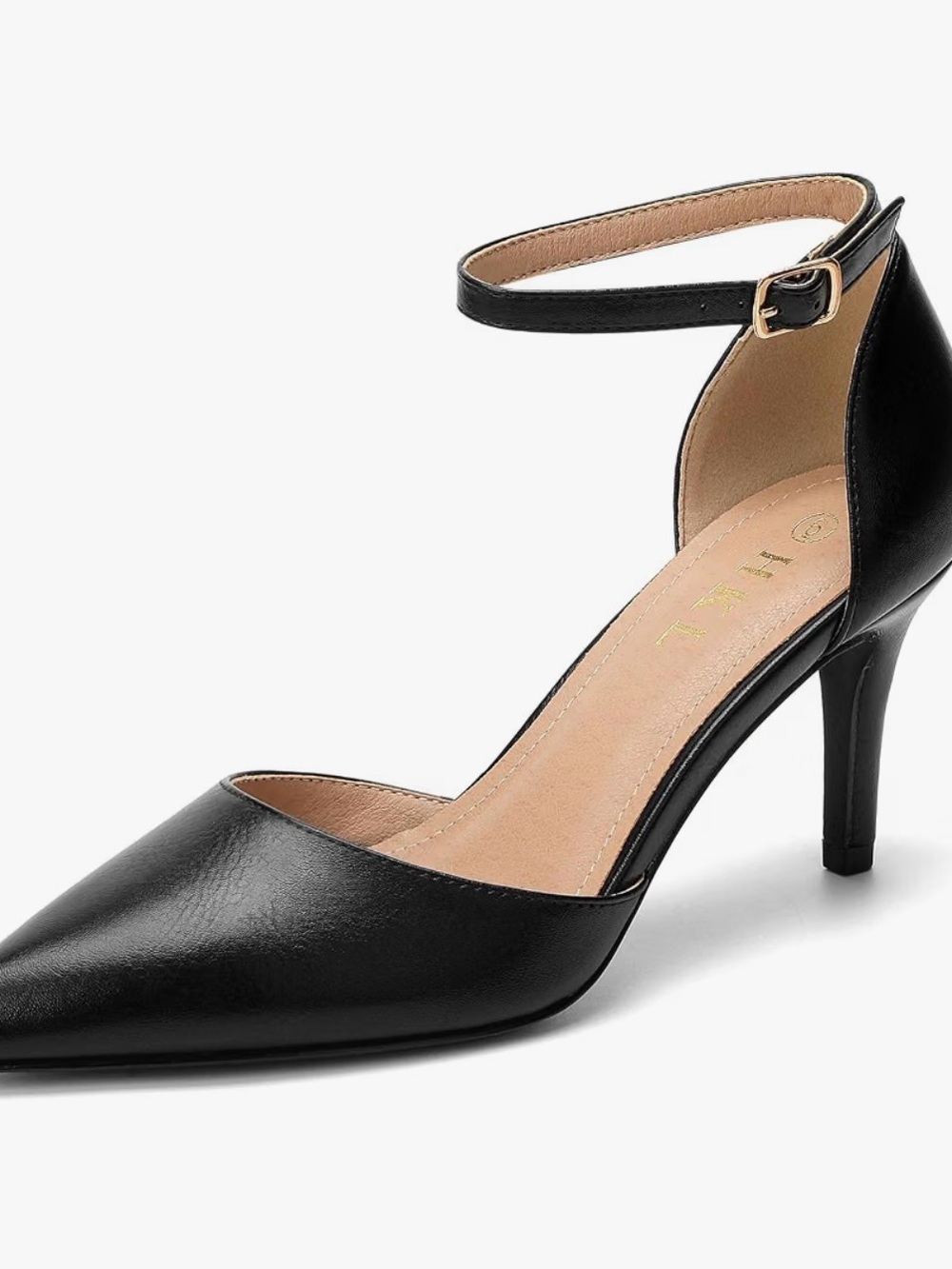 POINTED-TOE ANKLE STRAP HEELS | Closed Toe Dress Shoes - Black